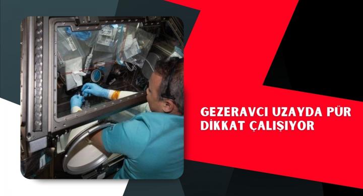 Gezeravcı uzayda pür dikkat çalışıyor
