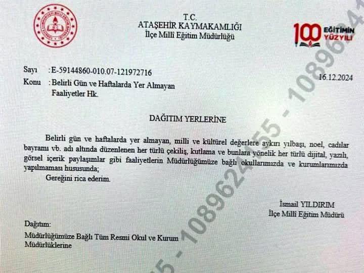 “Yılbaşı Kutlamalarına Yasak: Ataşehir’de Tartışmalı Genelge”